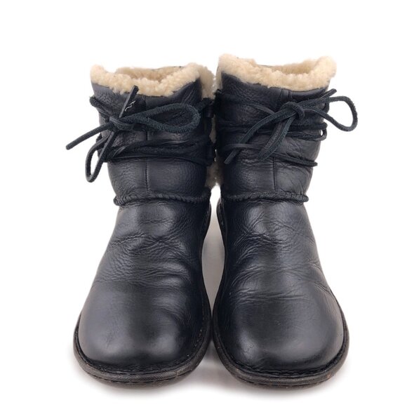UGG Caspia Black Leather Winter Ankle Boots 7 - Picture 4 of 12